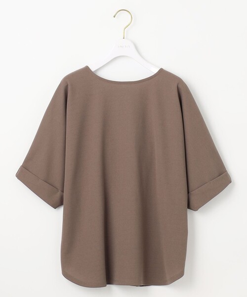 ANY SIS（エニィスィス）の「【前後着用・UVケア・洗える】2WAYジョーゼットジャージードルマン カットソー（Tシャツ/カットソー・レディース・黄土色系/アイボリー系/ダークグリーン系/ネイビー系・4）」の11枚目の写真