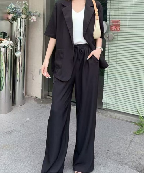 AD1995 90s ARCHIVE ウールコート フレアパンツ セットアップ 商品番号1102332]kokodeコラボ ネイビーパンツセットアップ(異