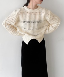 select MOCA by son | センタースリット透かし編みニット(ニット/セーター)