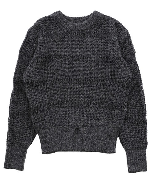 select MOCA by son（セレクトモカバイソン）の「センタースリット透かし編みニット（ニット/セーター・レディース・チャコール/アイボリー/ブラック・FREE）」の20枚目の写真
