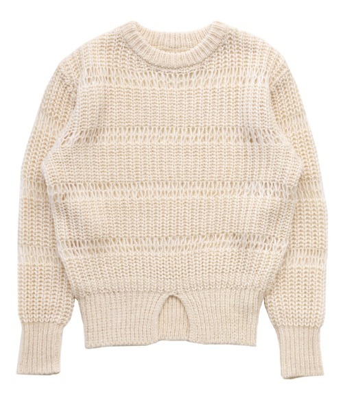 select MOCA by son（セレクトモカバイソン）の「センタースリット透かし編みニット（ニット/セーター・レディース・チャコール/アイボリー/ブラック・FREE）」の21枚目の写真