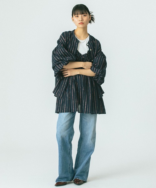 ROSE BUD(ローズバッド)の「(mag.by c)VOLUME SLEEVE BLOUSE(シャツ/ブラウス・レディース・ネイビー/ピンク・ONE SIZE)」の8枚目の写真