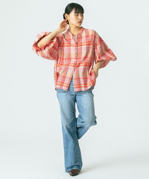 ROSE BUD(ローズバッド)の「(mag.by c)VOLUME SLEEVE BLOUSE(シャツ/ブラウス・レディース・ネイビー/ピンク・ONE SIZE)」の14枚目の写真