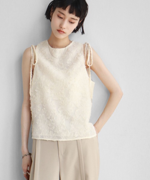 NOGLE（ノグル）の「【NOGLE/ノグル】シアーフリンジリボントップス（その他トップス・レディース・ライトグレー/ブラック/ネイビー/アイボリー・FREE）」の5枚目の写真