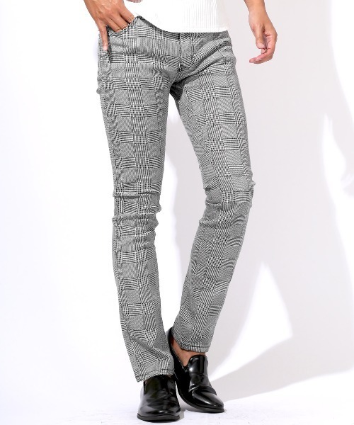 LUXSTYLE(ラグスタイル)の「総柄カツラギチェックパンツ(チノパンツ・メンズ・ホワイト系その他/チェック/グレー系その他2/ネイビー/グレー系その他・S/M/XL/XXL/L)」の3枚目の写真