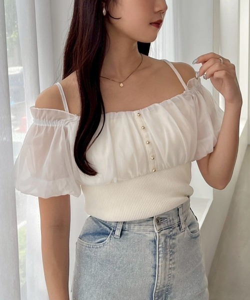 one after another NICE CLAUP(ワンアフターアナザーナイスクラップ)の「【新色追加!】ドッキングオフショルニット(ニット/セーター・レディース・グレー/ブラック/ベージュ/オフホワイト/モカ/アイボリー・FREE)」の2枚目の写真