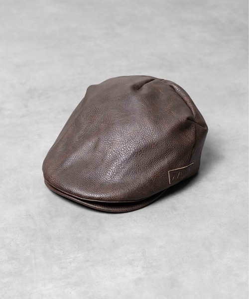 AVIREX(アヴィレックス)の「★AVIREX★synthetic leather HUNTING CAP(ハンチング/ベレー帽・メンズ・ブラウン/ブラック・FREE)」の1枚目の写真