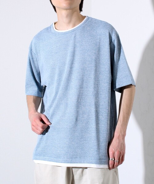 GLOSTER(グロスター)の「【GLOSTER/グロスター】チェーンサーマル フェイクレイヤードTシャツ(Tシャツ/カットソー・メンズ・サックスブルー/イエロー/ブラック・S/L/M)」の2枚目の写真