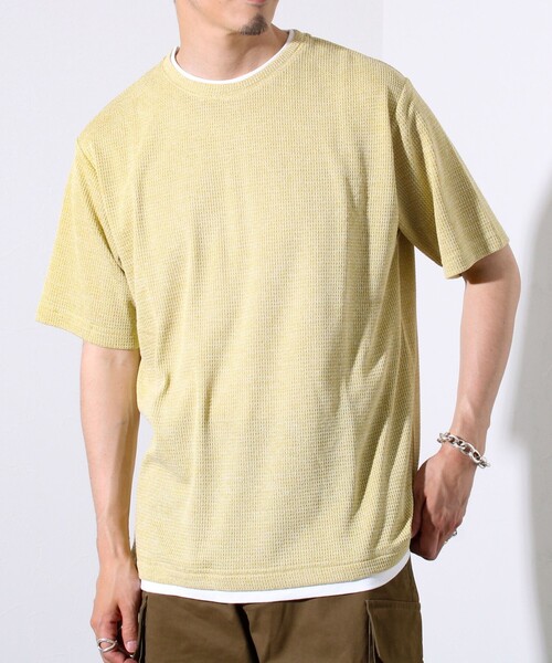 GLOSTER(グロスター)の「【GLOSTER/グロスター】チェーンサーマル フェイクレイヤードTシャツ(Tシャツ/カットソー・メンズ・サックスブルー/イエロー/ブラック・S/L/M)」の3枚目の写真