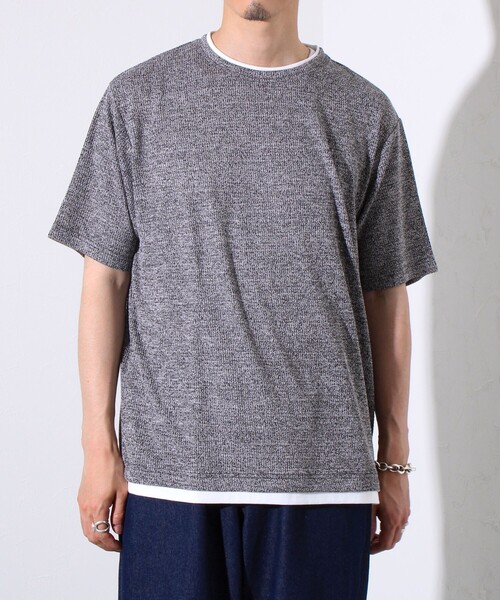 GLOSTER(グロスター)の「【GLOSTER/グロスター】チェーンサーマル フェイクレイヤードTシャツ(Tシャツ/カットソー・メンズ・サックスブルー/イエロー/ブラック・S/L/M)」の1枚目の写真