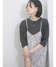 Samansa Mos2 blue | 【USAコットン】ランタンスリーブTシャツ(Tシャツ/カットソー)