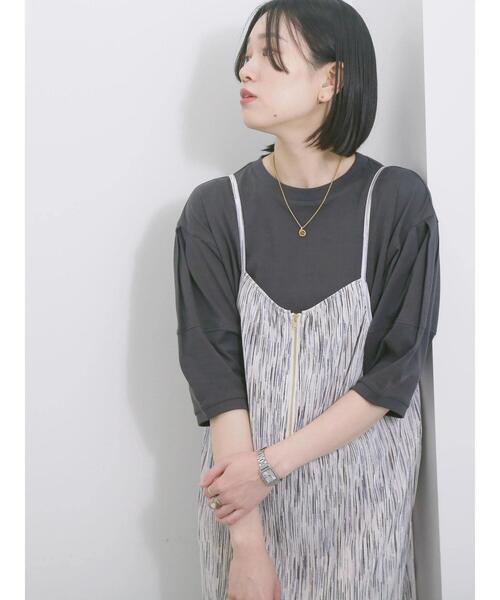 Samansa Mos2 blue(サマンサモスモスブルー)の「【USAコットン】ランタンスリーブTシャツ(Tシャツ/カットソー・レディース・グリーン/チャコールグレー/オフホワイト・F)」の1枚目の写真