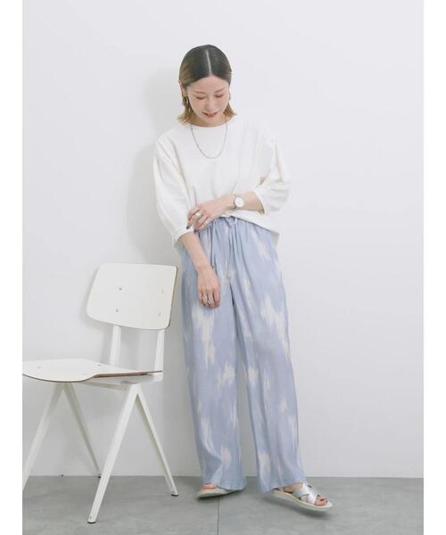 Samansa Mos2 blue(サマンサモスモスブルー)の「【USAコットン】ランタンスリーブTシャツ(Tシャツ/カットソー・レディース・グリーン/チャコールグレー/オフホワイト・F)」の10枚目の写真