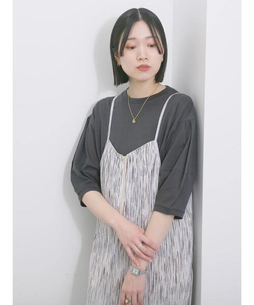 Samansa Mos2 blue(サマンサモスモスブルー)の「【USAコットン】ランタンスリーブTシャツ(Tシャツ/カットソー・レディース・グリーン/チャコールグレー/オフホワイト・F)」の17枚目の写真