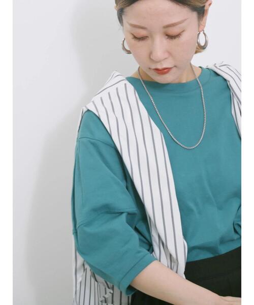 Samansa Mos2 blue(サマンサモスモスブルー)の「【USAコットン】ランタンスリーブTシャツ(Tシャツ/カットソー・レディース・グリーン/チャコールグレー/オフホワイト・F)」の18枚目の写真