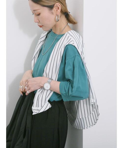 Samansa Mos2 blue(サマンサモスモスブルー)の「【USAコットン】ランタンスリーブTシャツ(Tシャツ/カットソー・レディース・グリーン/チャコールグレー/オフホワイト・F)」の21枚目の写真