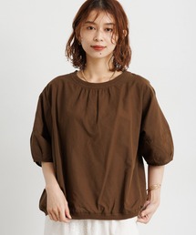ラミー混リブ付きシアーTブラウス