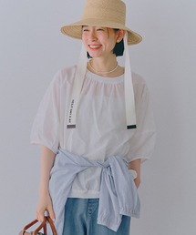 ラミー混リブ付きシアーTブラウス