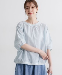 ラミー混リブ付きシアーTブラウス