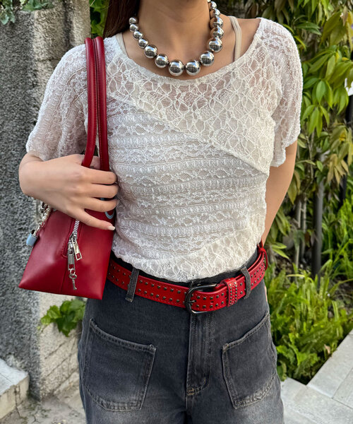 EUCHRONIA ユークロニア レースショートスリーブトップス セール】【PHILLY】サイドドロストショートスリーブトップス（T