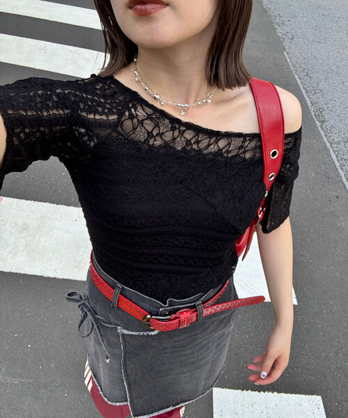 tシャツ レースパネルシアートップス レディース UNITED TOKYO tシャツ パネルレースシアープルオーバー