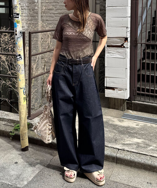 CIAOPANIC（チャオパニック）の「【2WAY】ショートスリーブレースパネルシアートップス（Tシャツ/カットソー・レディース・オフホワイト/ブラック/カーキ・ONE SIZE）」の10枚目の写真