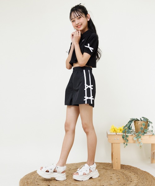 PINKHUNT(ピンクハント)の「PINKHUNT ピンクハント リボン ポロシャツセットアップ 0700K(アンサンブル・キッズ・ブラック/ベビーピンク・120cm/140cm/150cm/130cm/160cm)」の8枚目の写真