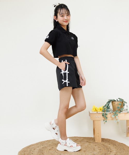 PINKHUNT(ピンクハント)の「PINKHUNT ピンクハント リボン ポロシャツセットアップ 0700K(アンサンブル・キッズ・ブラック/ベビーピンク・120cm/140cm/150cm/130cm/160cm)」の7枚目の写真