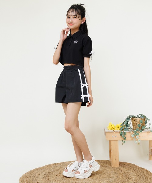 PINKHUNT(ピンクハント)の「PINKHUNT ピンクハント リボン ポロシャツセットアップ 0700K(アンサンブル・キッズ・ブラック/ベビーピンク・120cm/140cm/150cm/130cm/160cm)」の9枚目の写真