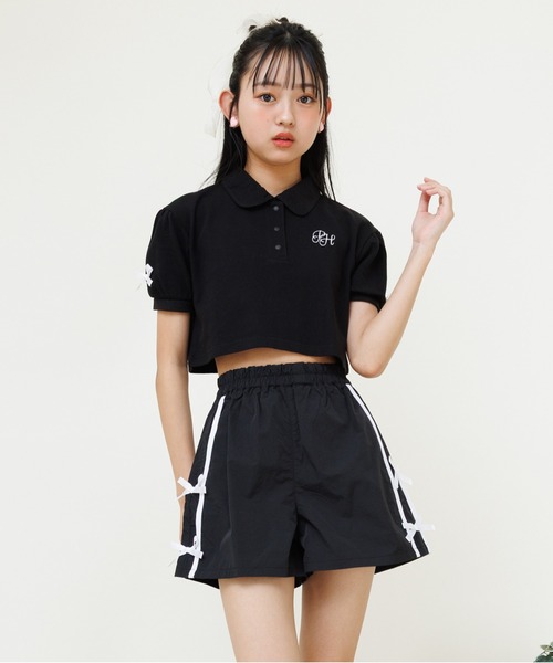 PINKHUNT(ピンクハント)の「PINKHUNT ピンクハント リボン ポロシャツセットアップ 0700K(アンサンブル・キッズ・ブラック/ベビーピンク・120cm/140cm/150cm/130cm/160cm)」の10枚目の写真