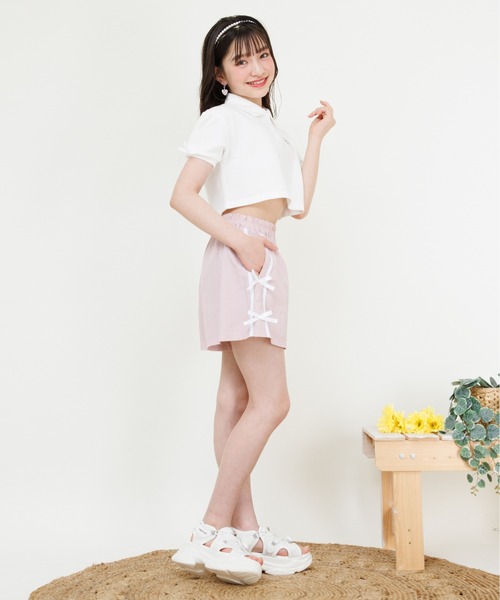 PINKHUNT(ピンクハント)の「PINKHUNT ピンクハント リボン ポロシャツセットアップ 0700K(アンサンブル・キッズ・ブラック/ベビーピンク・120cm/140cm/150cm/130cm/160cm)」の16枚目の写真