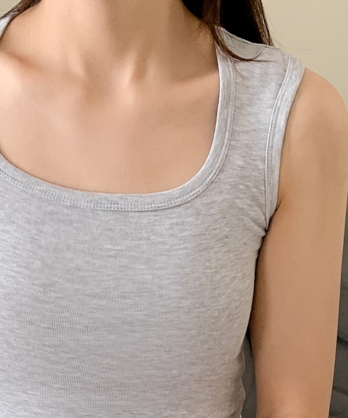 LOWO(ロワ)の「綿混ノースリーブカットソー(Tシャツ/カットソー・レディース・チャコールグレー/グレー/ブラック/ベージュ/ブラウン/ホワイト・2L/L/M)」の11枚目の写真