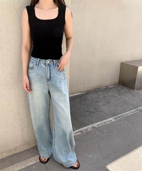LOWO(ロワ)の「綿混ノースリーブカットソー(Tシャツ/カットソー・レディース・チャコールグレー/グレー/ブラック/ベージュ/ブラウン/ホワイト・2L/L/M)」の12枚目の写真
