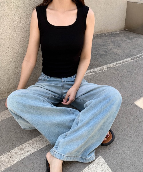 LOWO(ロワ)の「綿混ノースリーブカットソー(Tシャツ/カットソー・レディース・チャコールグレー/グレー/ブラック/ベージュ/ブラウン/ホワイト・2L/L/M)」の13枚目の写真