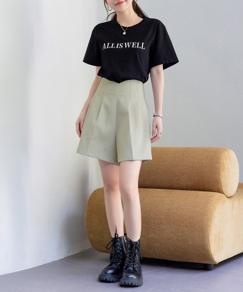 DAY CLOSET(デイ クローゼット)の「【上品に決まるダブルタック】オックス風ハイウエストスラックスショートパンツ レディース(その他パンツ・レディース・ブラック/サンドベージュ/ライトカーキ/グレー・M/S/L)」の8枚目の写真