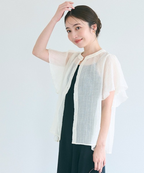 coca(coca)(コカ)の「シアーフリルブラウス(シャツ/ブラウス・レディース・ブラック/アイボリー・M/S/L)」の13枚目の写真
