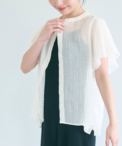 coca(coca)(コカ)の「シアーフリルブラウス(シャツ/ブラウス・レディース・ブラック/アイボリー・M/S/L)」の15枚目の写真