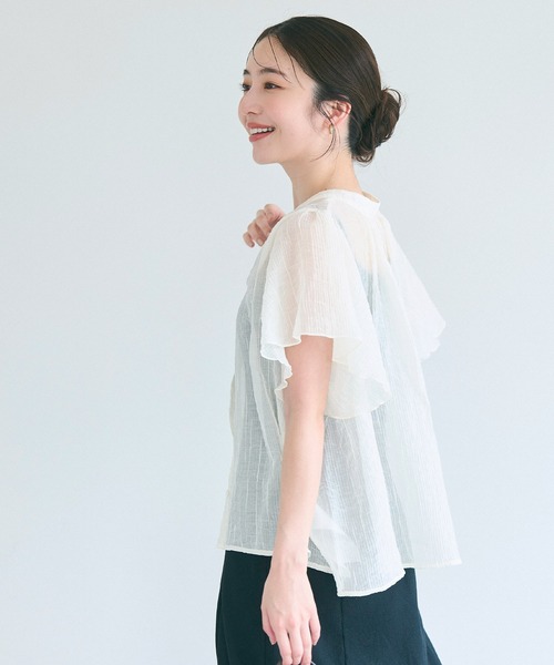 coca(coca)(コカ)の「シアーフリルブラウス(シャツ/ブラウス・レディース・ブラック/アイボリー・M/S/L)」の17枚目の写真