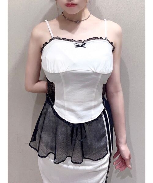 EATME(イートミー)の「レースキャミTOP(キャミソール・レディース・オフホワイト/グレー/ブラック・FREE)」の2枚目の写真