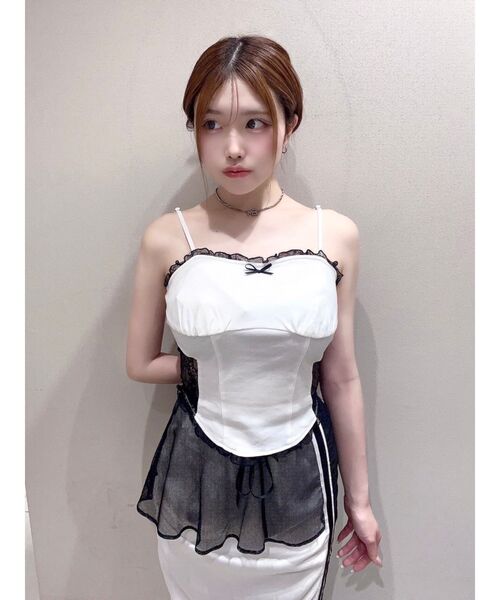 EATME(イートミー)の「レースキャミTOP(キャミソール・レディース・オフホワイト/グレー/ブラック・FREE)」の4枚目の写真