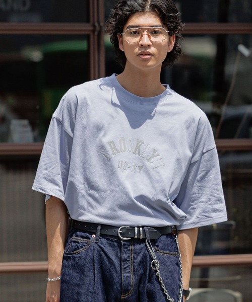 RAGEBLUE(レイジブルー)の「フロッキープリント/ミニカレッジロゴTシャツ(Tシャツ/カットソー・メンズ・ネイビー/オフホワイト/ライトブルー・MEDIUM/LARGE)」の20枚目の写真