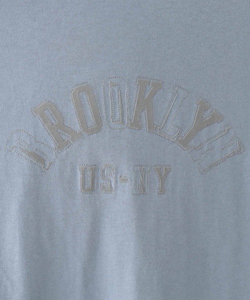 RAGEBLUE(レイジブルー)の「フロッキープリント/ミニカレッジロゴTシャツ(Tシャツ/カットソー・メンズ・ネイビー/オフホワイト/ライトブルー・MEDIUM/LARGE)」の5枚目の写真