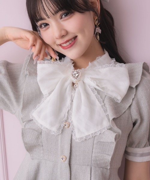 ROJITA（ロジータ）の「シアーチェックボウタイツイードワンピース（ワンピース・レディース・ミント/ピンク/ホワイト・FREE）」の13枚目の写真