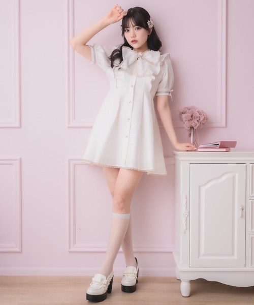 ROJITA（ロジータ）の「シアーチェックボウタイツイードワンピース（ワンピース・レディース・ミント/ピンク/ホワイト・FREE）」の21枚目の写真