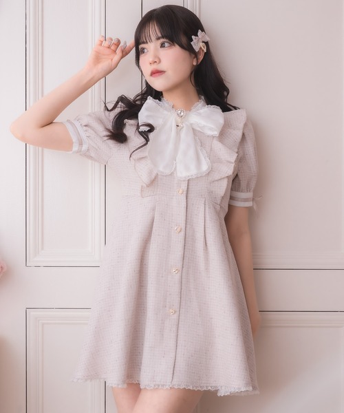 ROJITA（ロジータ）の「シアーチェックボウタイツイードワンピース（ワンピース・レディース・ミント/ピンク/ホワイト・FREE）」の18枚目の写真