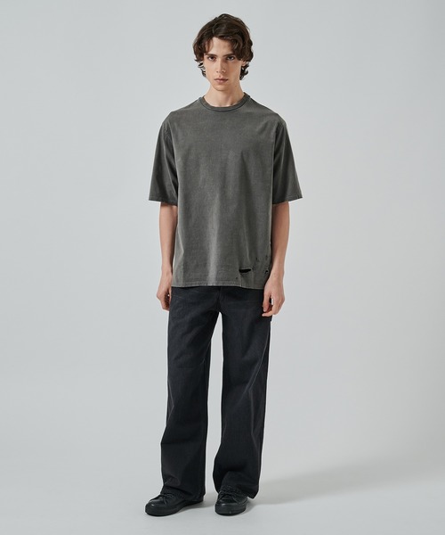 markaware(マーカウェア)の「CREW NECK DAMAGED TEE(Tシャツ/カットソー・メンズ・ダークグレー・1/2)」の2枚目の写真