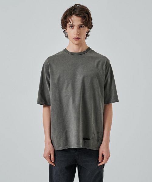 markaware(マーカウェア)の「CREW NECK DAMAGED TEE(Tシャツ/カットソー・メンズ・ダークグレー・1/2)」の3枚目の写真