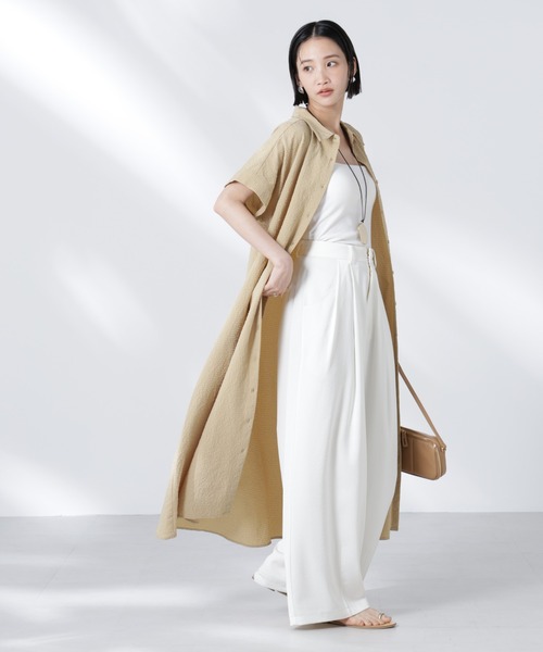 NANO universe（ナノユニバース）の「サッカードルマンスリーブシャツワンピース（シャツワンピース・レディース・ブラック/ブルー/ベージュ・FREE）」の4枚目の写真