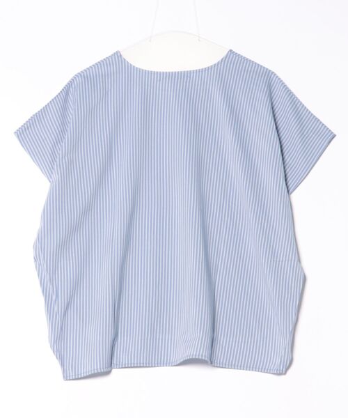 m.f.editorial（エムエフエディトリアル）の「【フレンチスリーブ】m.f.エディトリアル レディース ストライプ クルーネック プルオーバー（Tシャツ/カットソー・レディース・ベージュ/ブルー・MEDIUM/LARGE）」の3枚目の写真