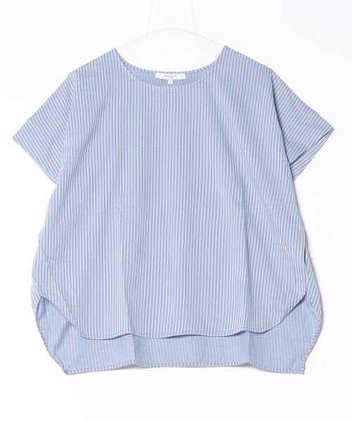 m.f.editorial（エムエフエディトリアル）の「【フレンチスリーブ】m.f.エディトリアル レディース ストライプ クルーネック プルオーバー（Tシャツ/カットソー・レディース・ベージュ/ブルー・MEDIUM/LARGE）」の18枚目の写真